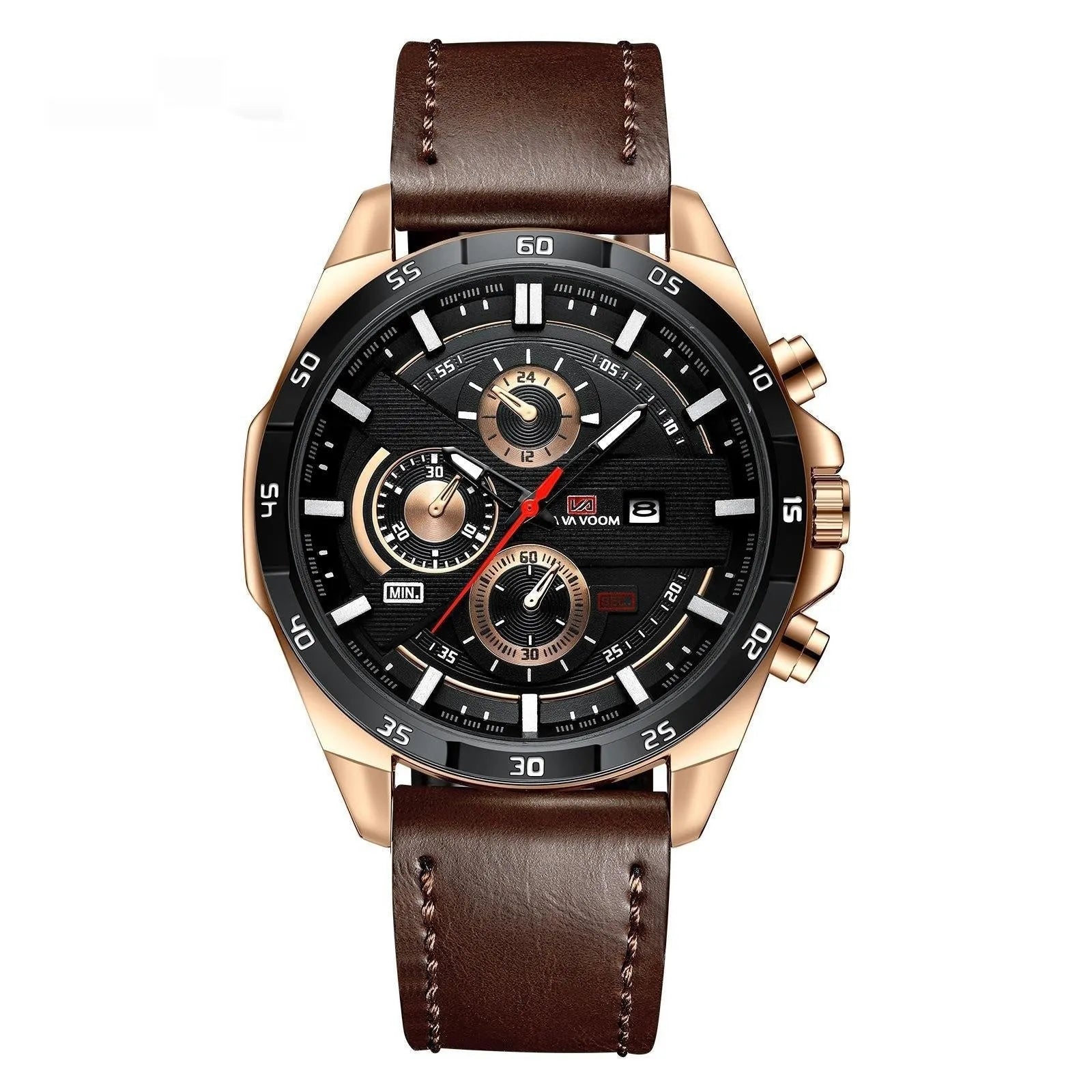 Men's waterproof quartz watch with calendar function in multiple colour options