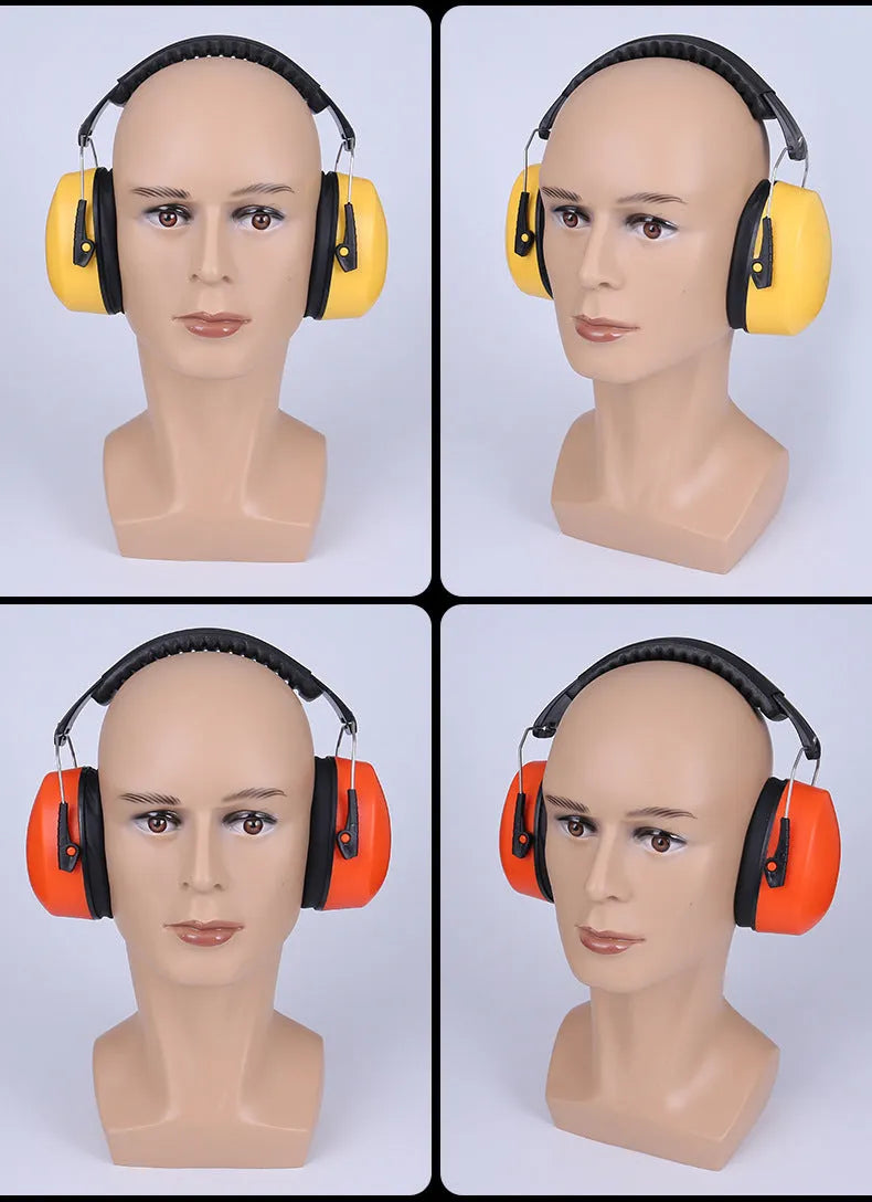 Orange noise-cancelling headphones with adjustable elastic headband and soft ear cushions for multi-scenario use