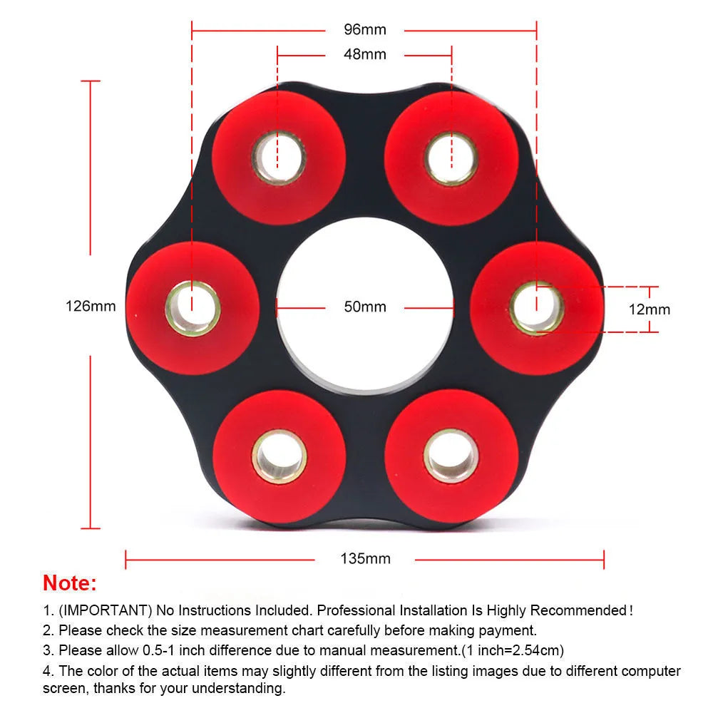 Red polyurethane aluminium drive shaft connecting plate bracket for BMW E28 vehicles with transmission shaft