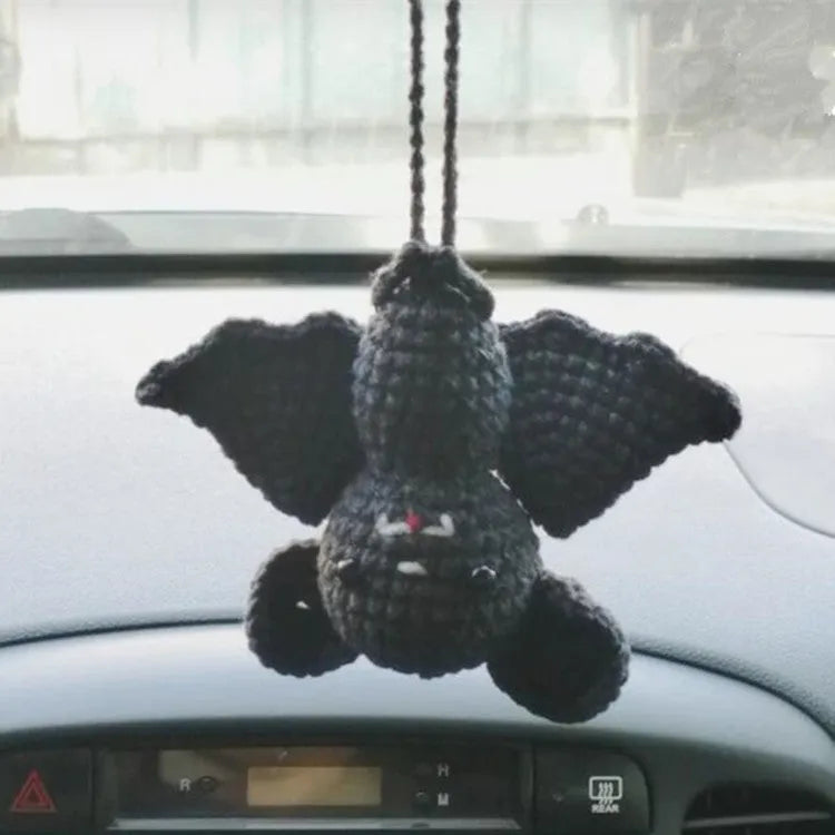 Plush hand-woven car hanging ornament with Halloween cartoon design on polyester fabric
