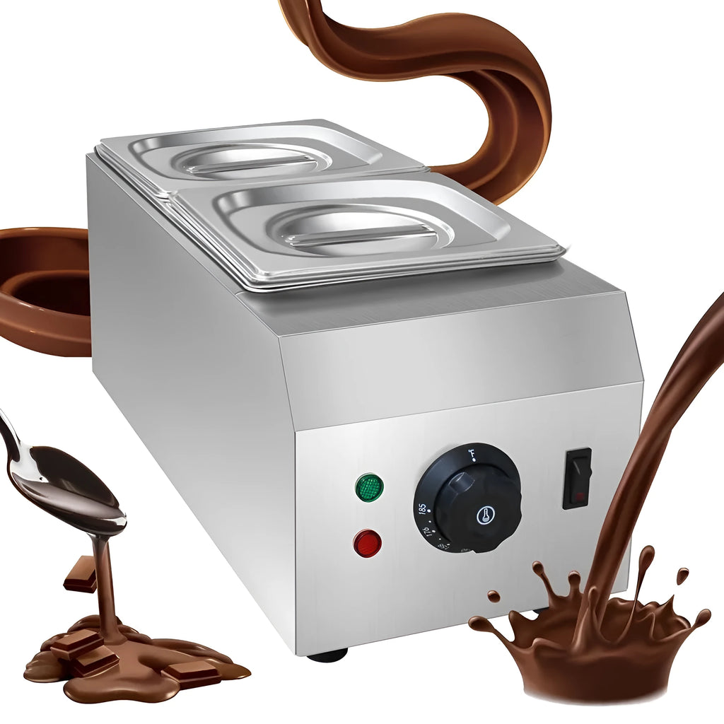 Commercial electric chocolate melting machine with double pot and water insulation heating system
