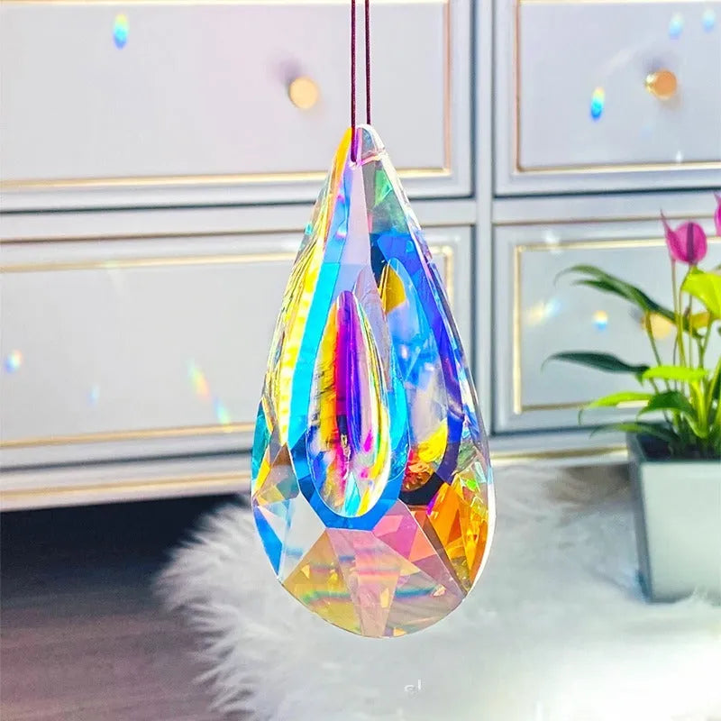 Rainbow crystal pendant Christmas decoration with light-catching stones