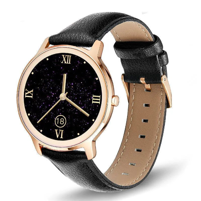 Women's waterproof smart watch with stainless steel mesh bracelet and 1.3 inch touch screen