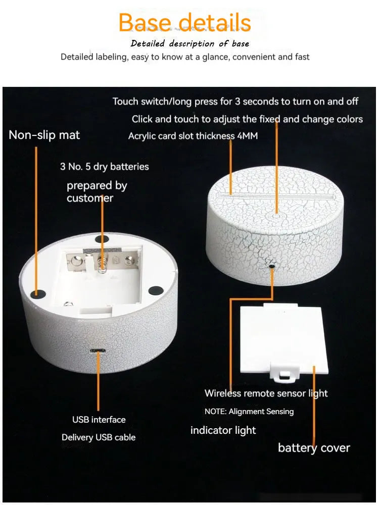 White heart-shaped acrylic table lamp with touch control on a wooden surface.