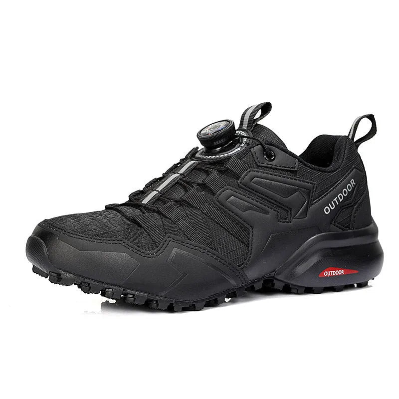 Men's lightweight hiking shoes with elastic band closure in synthetic leather with rubber sole