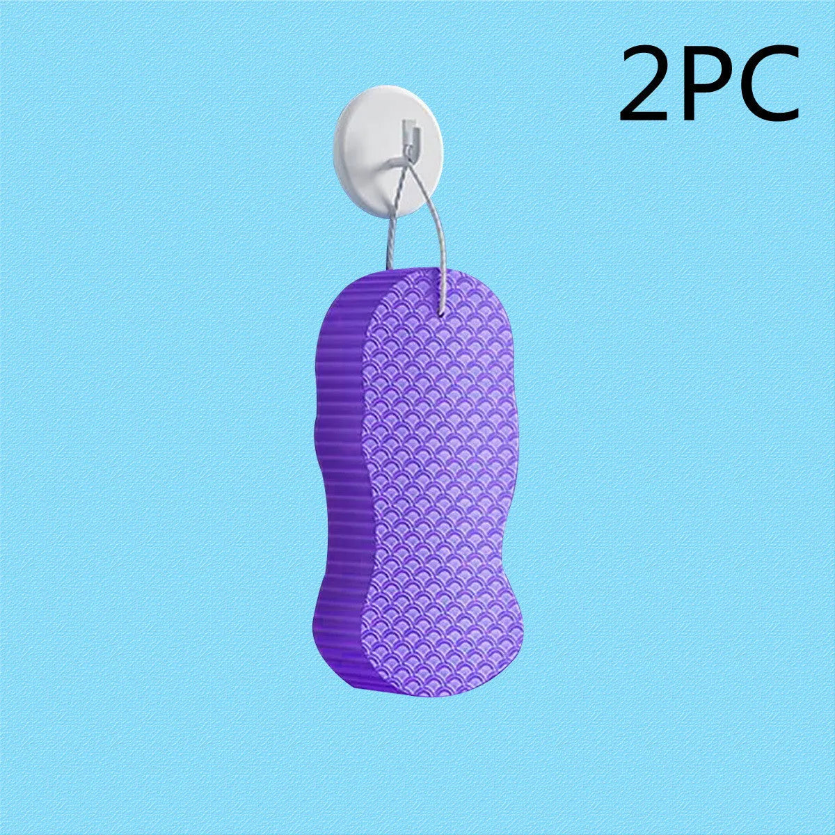 3D fish scale pattern bath sponge ball in white, grey, pink, and light blue colours