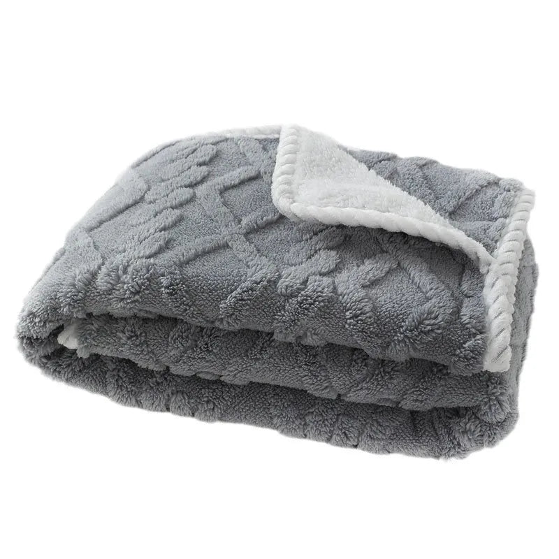 Soft thick warm waterproof machine washable pet plush blanket for dogs and cats in coffee colour size large