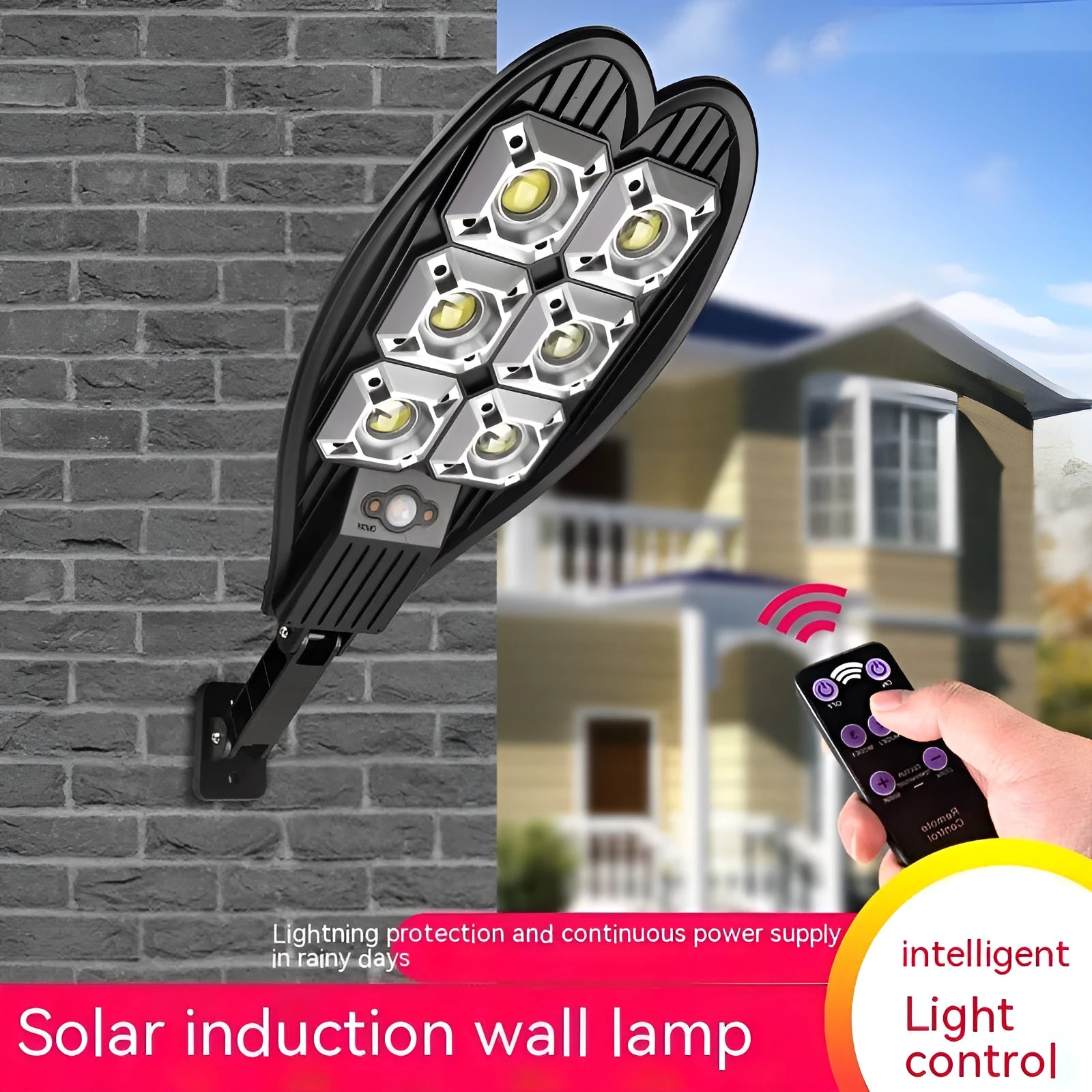 Six-eye sword design solar garden lamp with remote control for outdoor pathway lighting