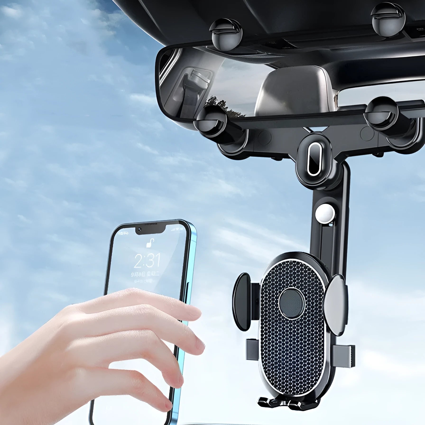 Car multi-purpose mobile phone holder made of temperature-resistant ABS and nano PU, compatible with 4 to 7 inch phones
