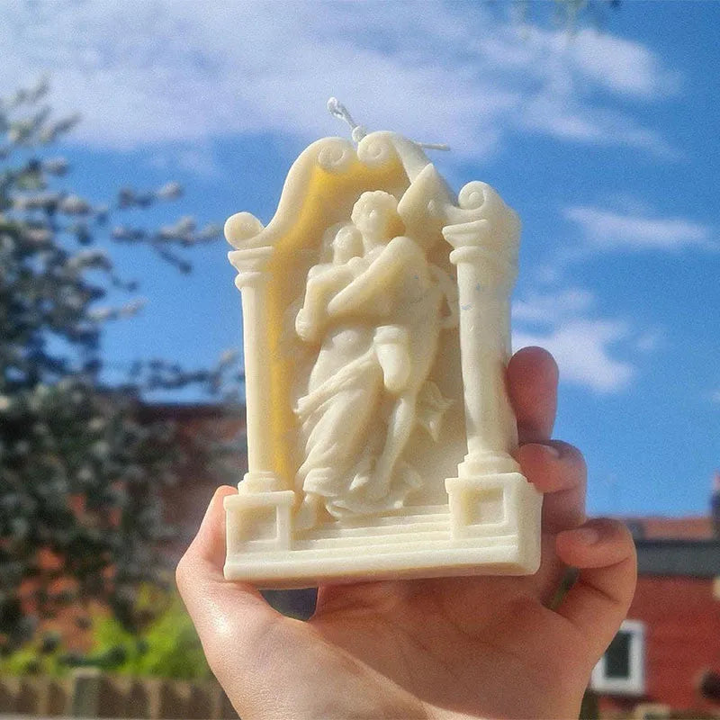 Detailed silicone mould showing an Ancient Greek couple angel design for baking and crafts.