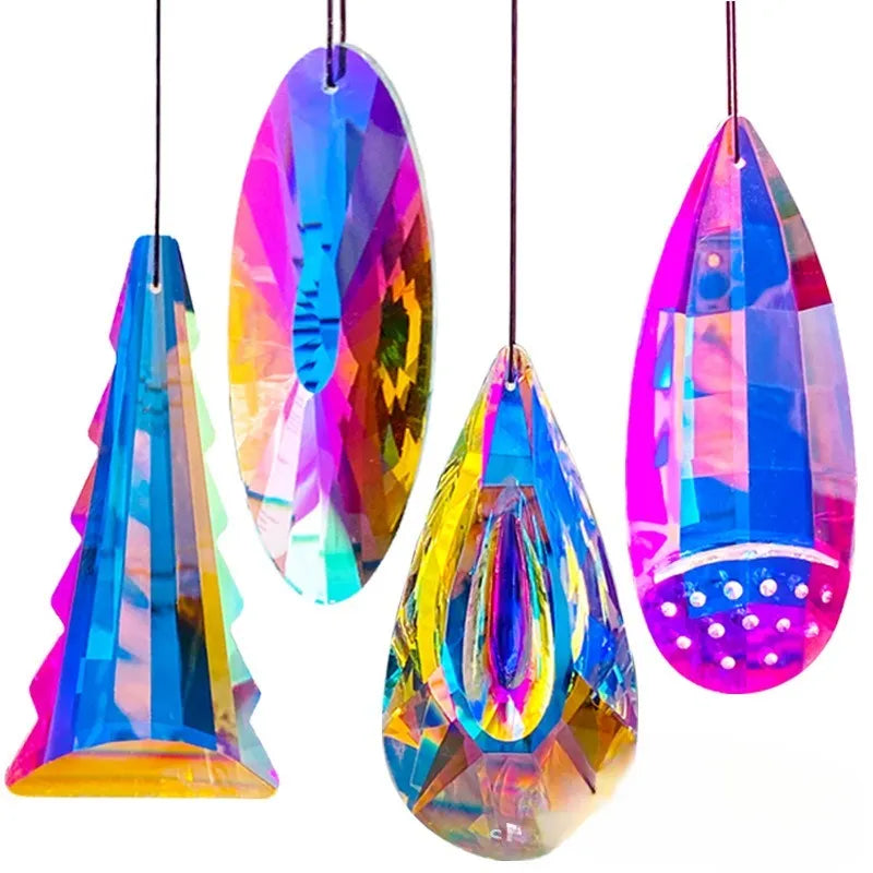 Rainbow crystal pendant Christmas decoration with light-catching stones
