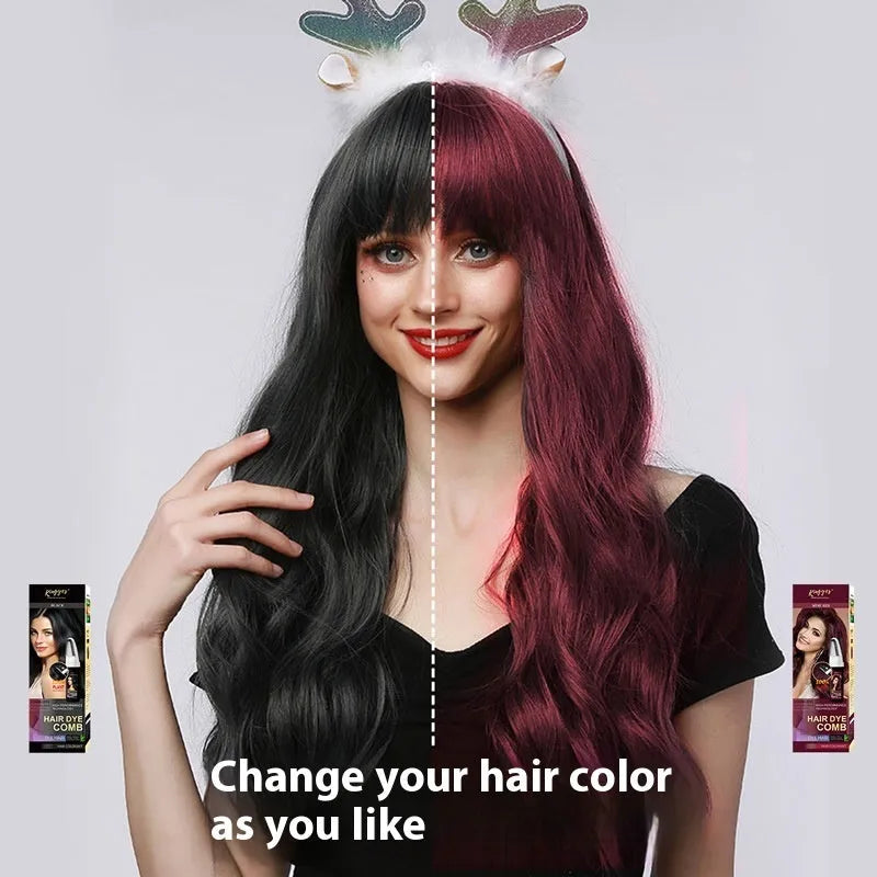Easy Colour Hair Dye kit with comb applicator and 200ml bottles in Brown, Wine Red and Dark Brown.