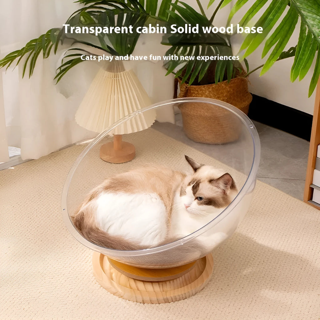 Transparent acrylic Cat Space Capsule Bathtub pet bed available in multiple sizes