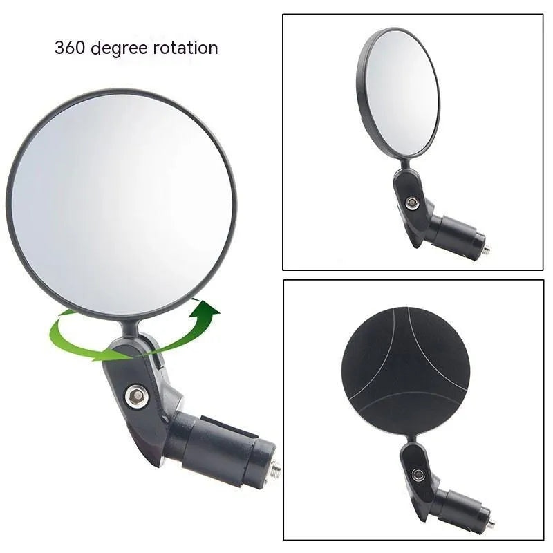 Black foldable convex rearview mirror for vehicles with a 7cm wide-angle reflector.