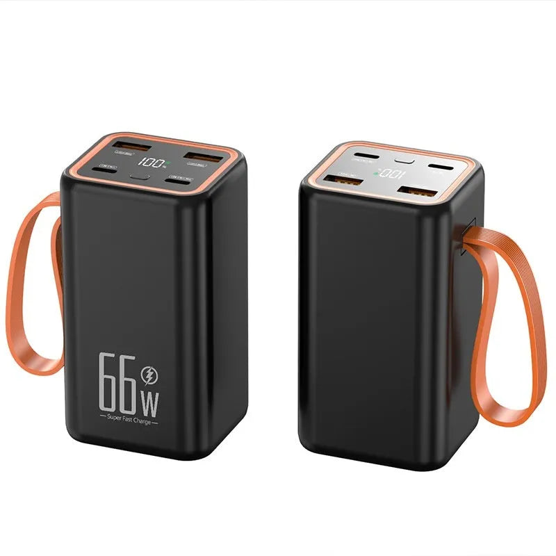 PD66W fast charge 20000 MA power bank in black or white with creative design and plastic shell