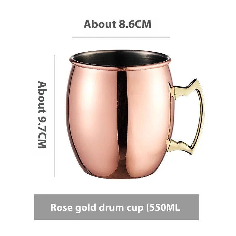 Stainless steel Moscow Mule cup with copper plating in hammer point style showing metallic finish.