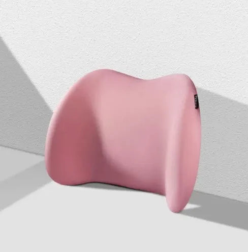 Memory cotton car headrest and waist cushion set in black, green, grey, or pink colours