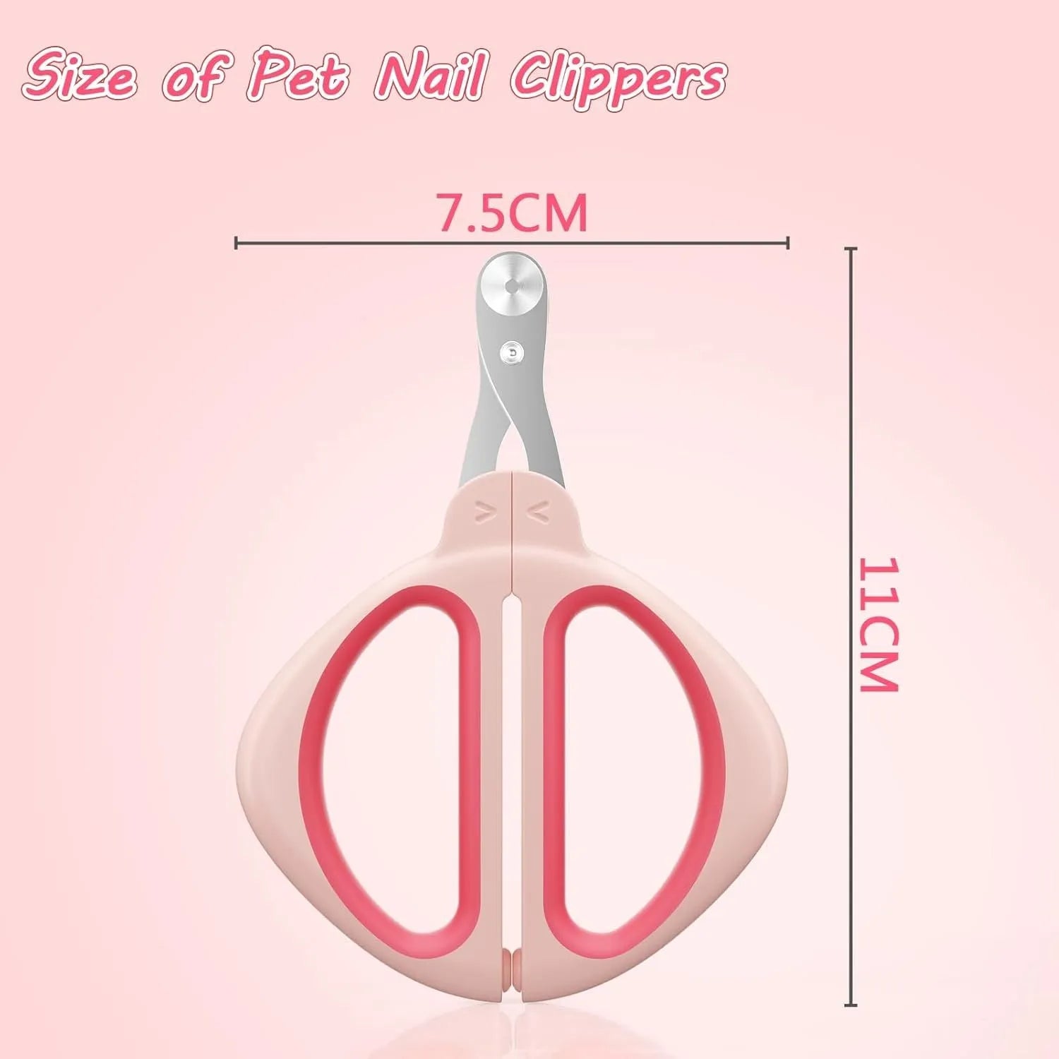 Blue pet nail clipper with a round positioning hole and textured handle on a white background.
