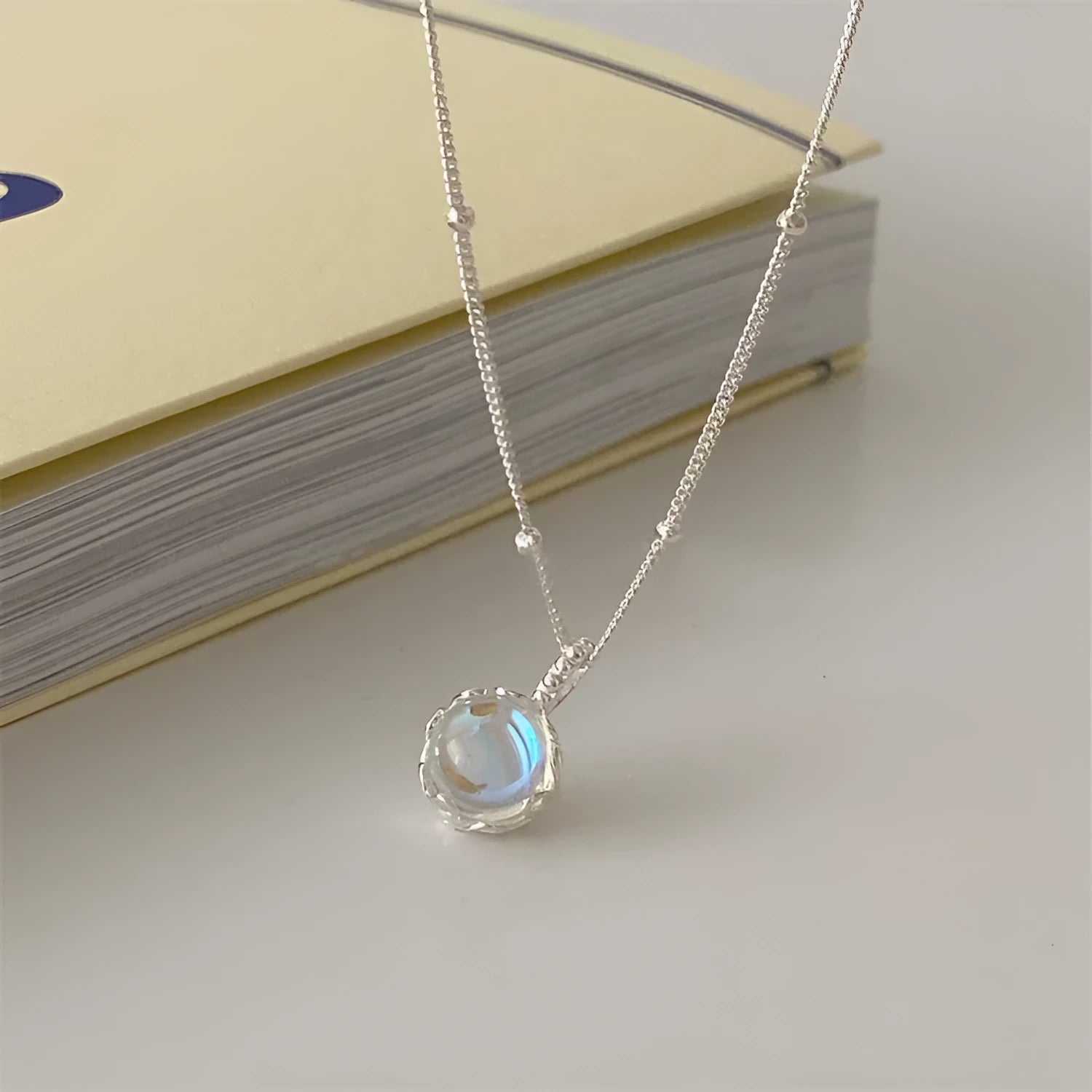 Silver geometric pendant necklace with curb chain adjustable 41-50cm 925 silver women's jewellery
