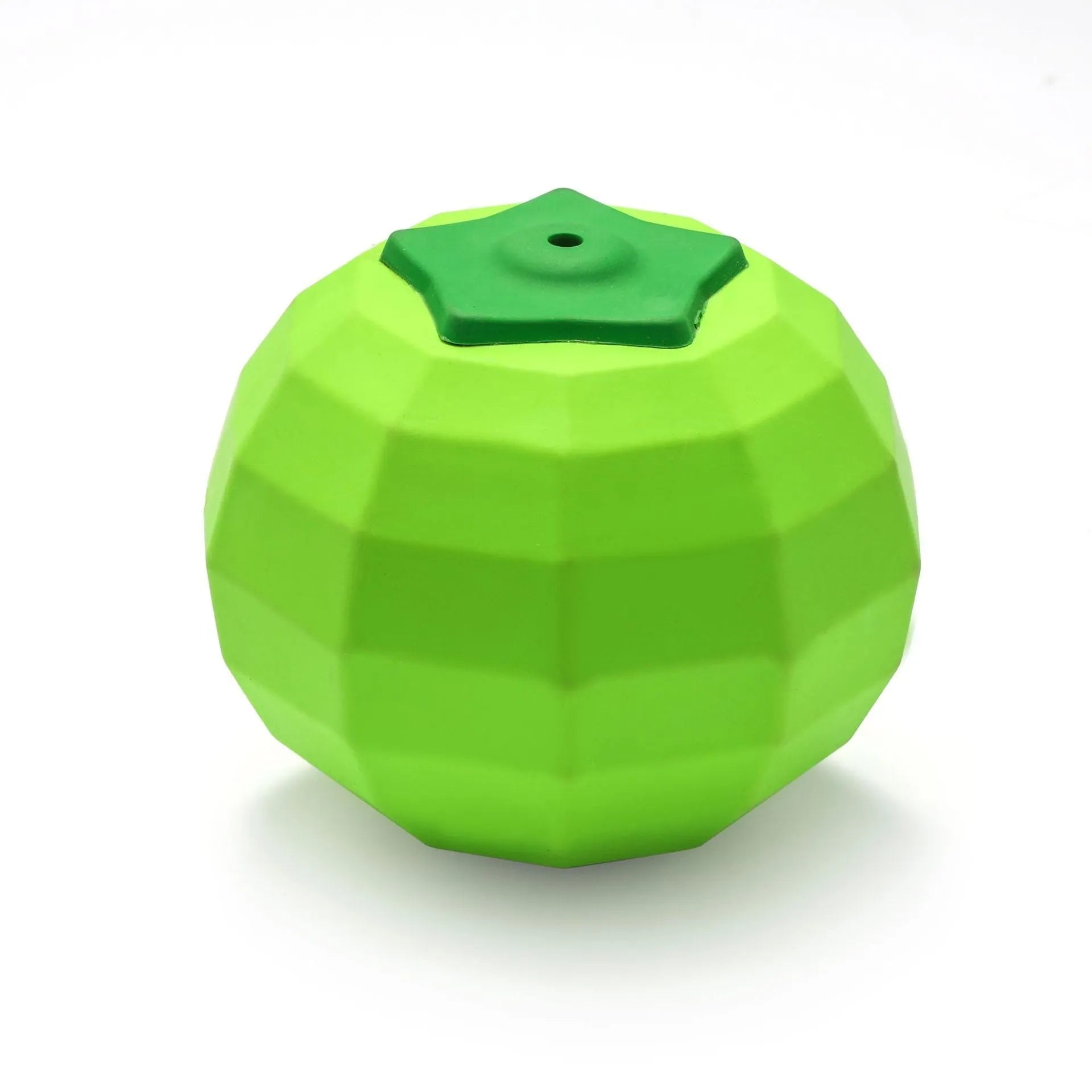 Green natural rubber squeaky dog ball toy for aggressive chewers, shown with dimensions 90mm.