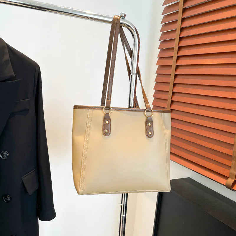 Korean style shoulder underarm bag in structured PU leather with horizontal square design