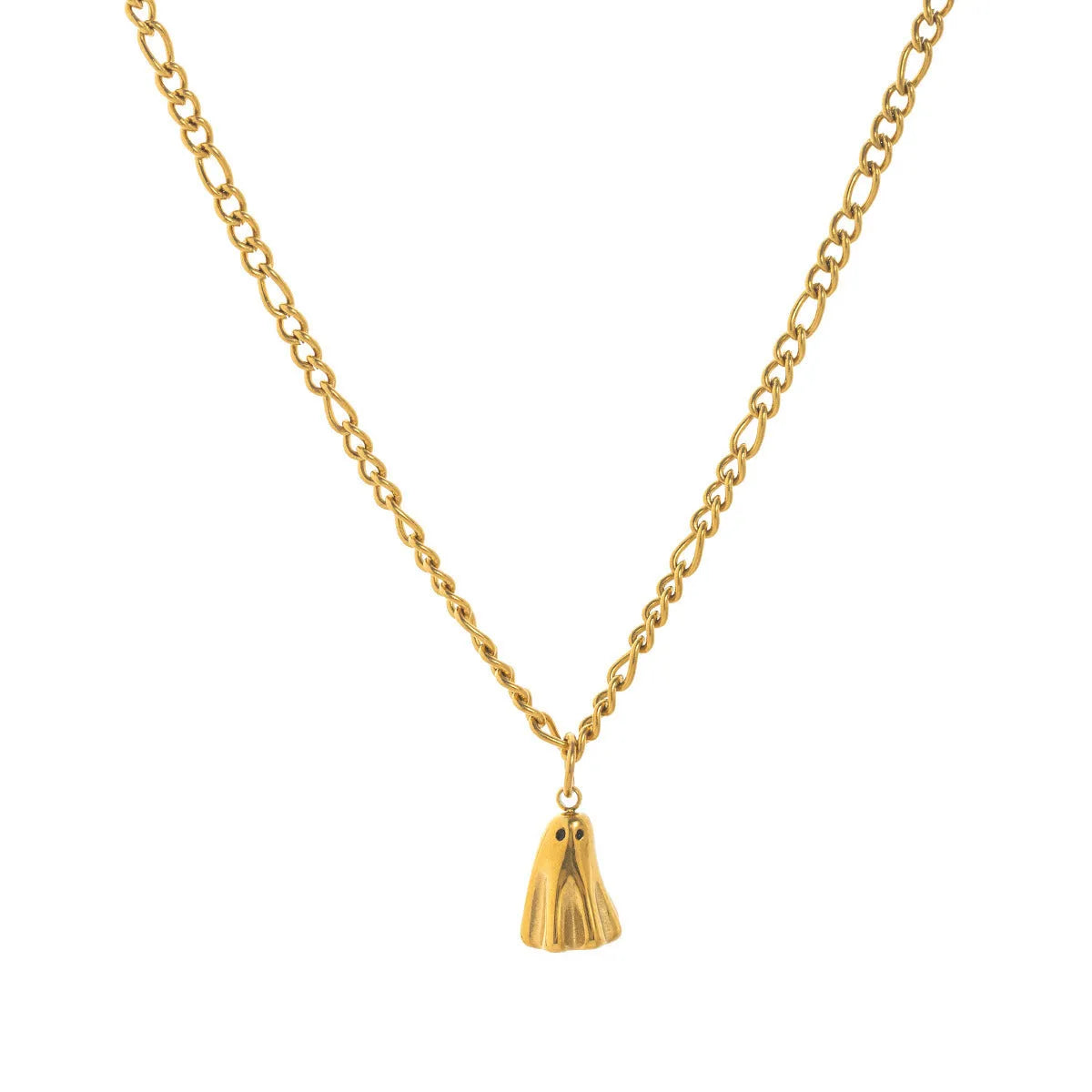 Ghost pendant necklace with stainless steel chain and titanium steel electroplated pendant