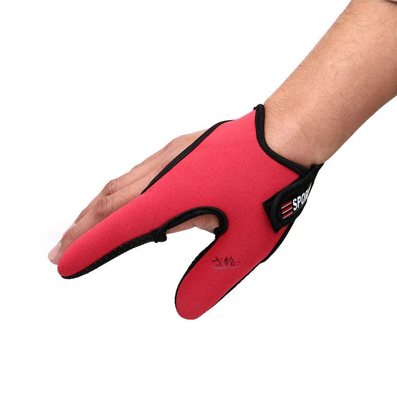 Single two-finger fishing glove with diving cloth back and microfiber palm, shown in a choice of colours.