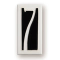 Handmade ceramic retro door number plate with blue enamel art, showing the number 5.