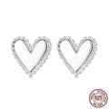 S925 sterling silver heart-shaped earrings for women electroplated silver love stud pair