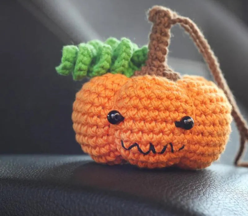 Plush hand-woven car hanging ornament with Halloween cartoon design on polyester fabric