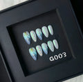 Blue plastic HAILANG shell nail stickers in XS S M L sizes for summer manicures