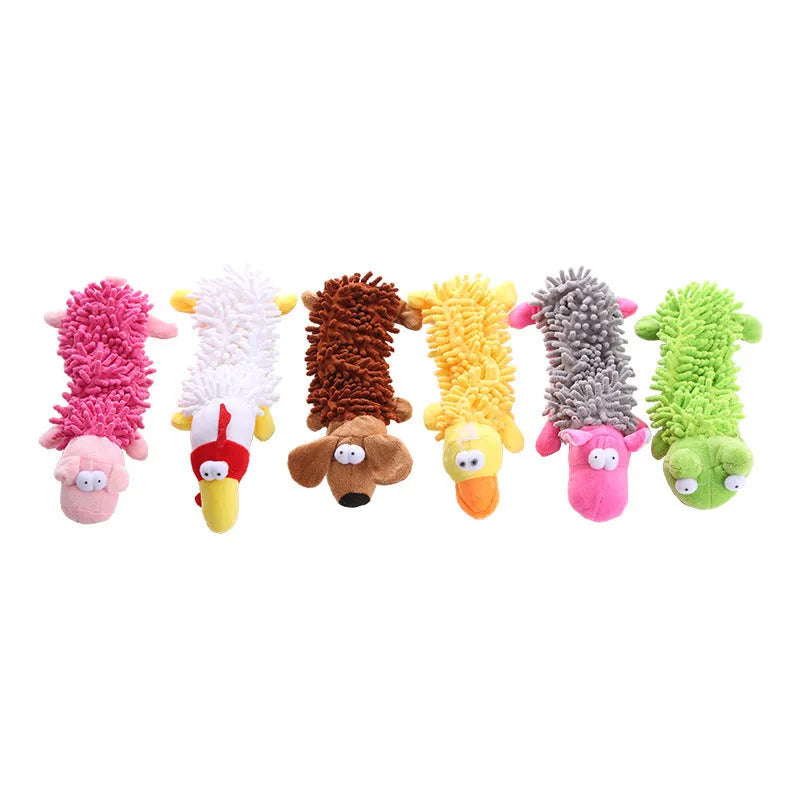 Plush microfiber horse molar dog toy in six animal colour variations
