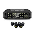 Solar external tyre pressure monitor for six tyres with colour LCD display and wireless sensors