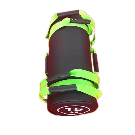 White PVC fitness training sandbag for weight lifting in various kg options.