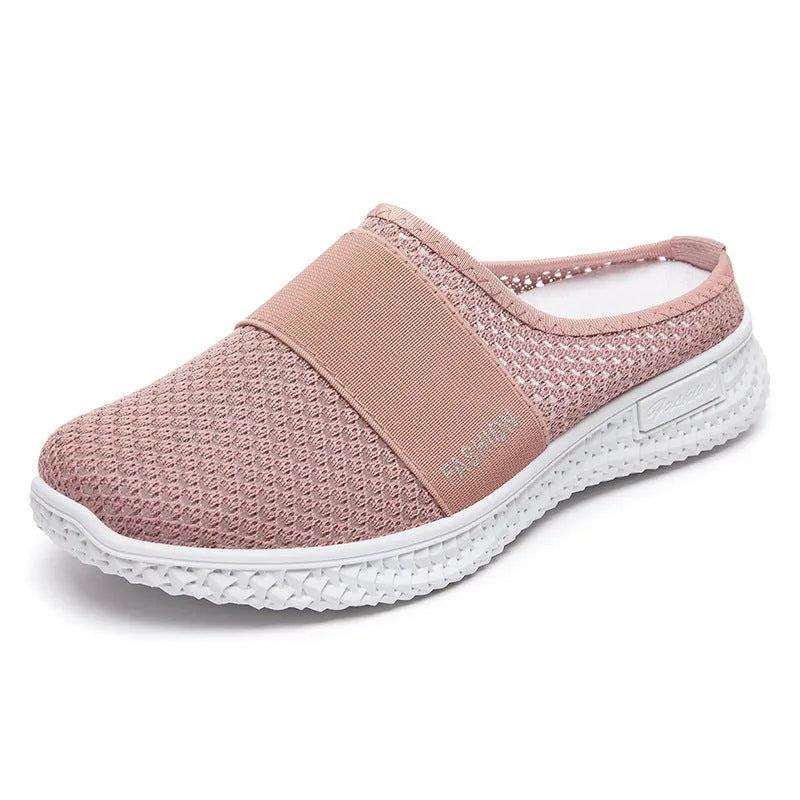 Women's flat heel casual shoes with mesh upper and hollow out design in multiple colours