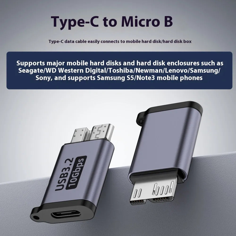 Micro B adapter showing Type C and USB connector options for charging and data transfer with older devices