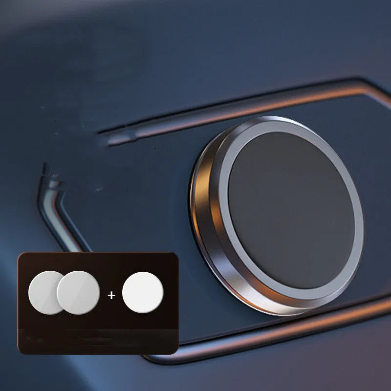 Obsidian black magnetic mobile phone holder with alloy construction and two iron magnetic disks