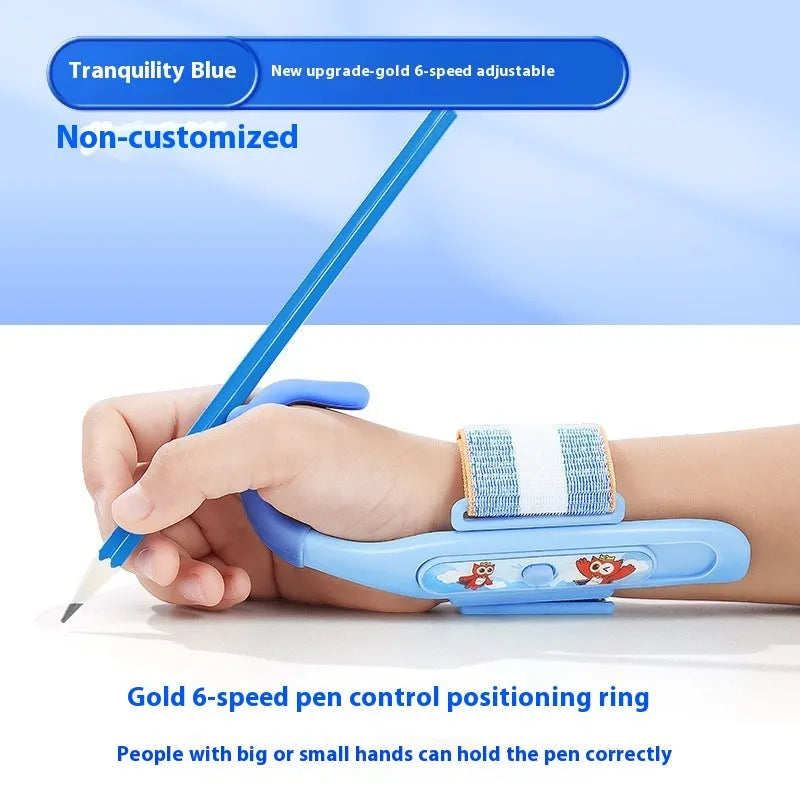 Anti-hook holder pen control corrector wrist brace for handwriting improvement in blue colour