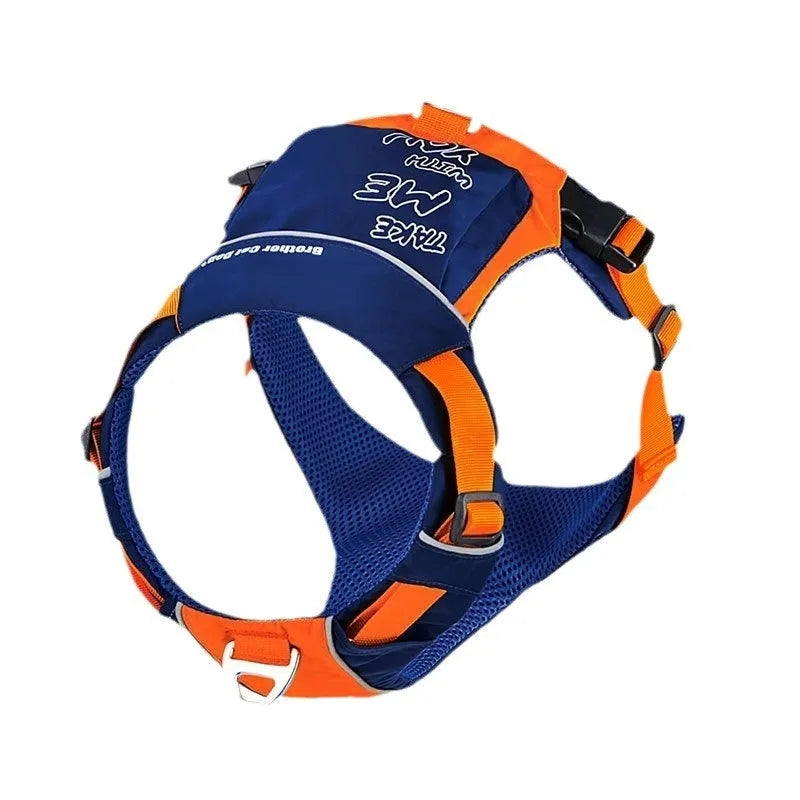 Orange blue dog chest strap vest harness with lead attachment for medium sized dogs