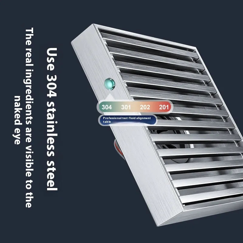 Gun grey 304 stainless steel courtyard floor drain with a 15x15cm ABS plastic core insert.