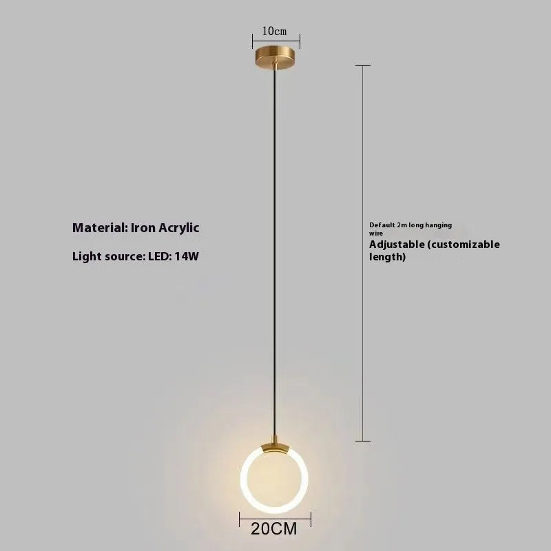 Nordic minimalist U-shaped bedside pendant lamp with three light modes