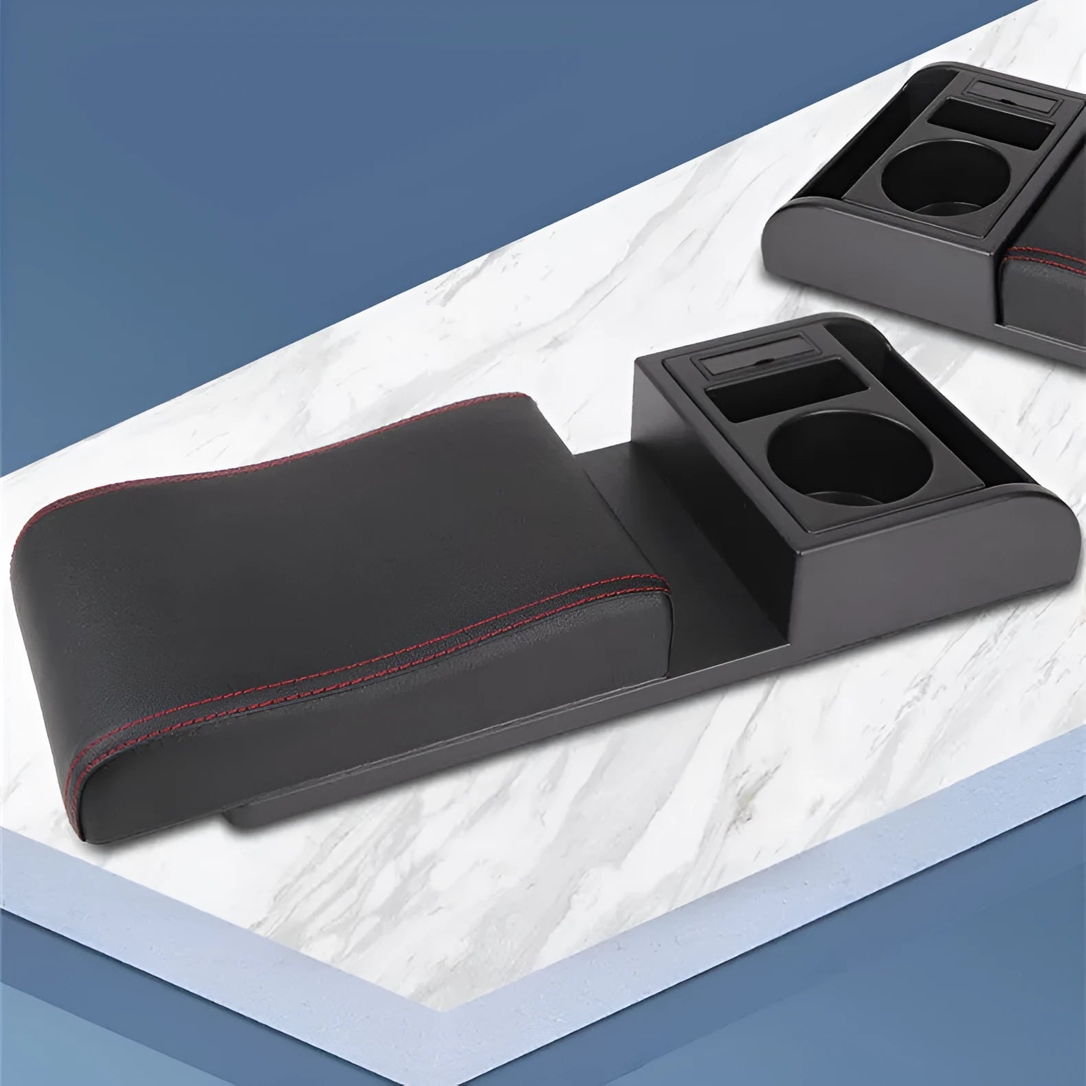 Universal height-adjustable car armrest cover with PU leather or carbon fibre pattern