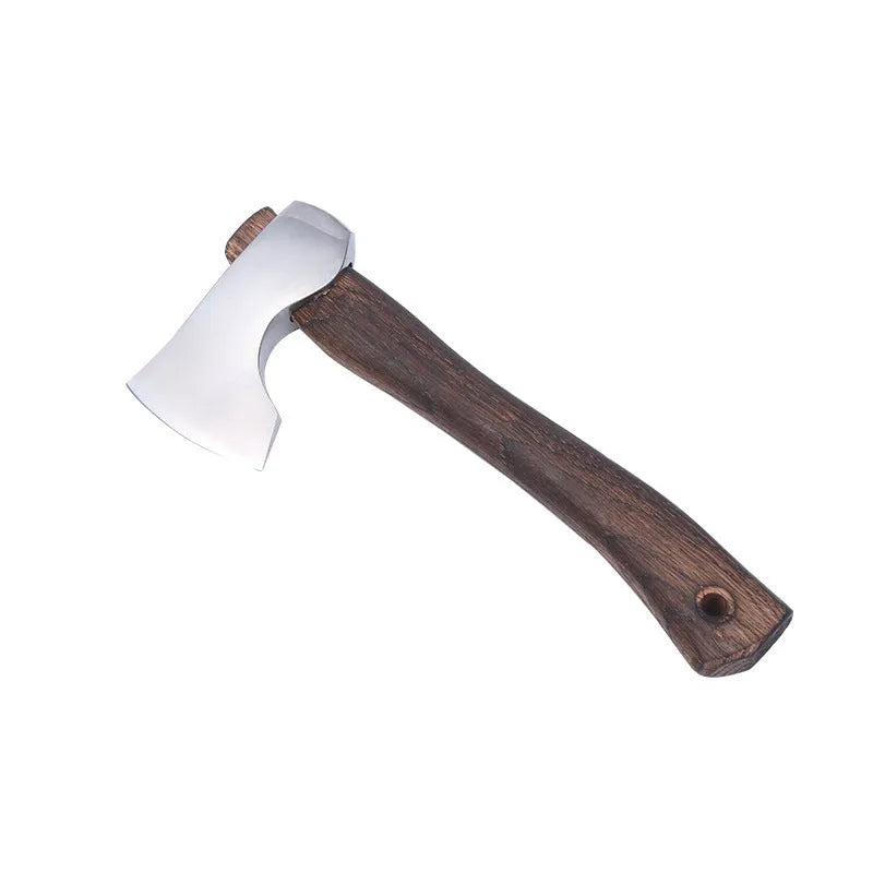 Camping axe with wooden handle and high carbon steel head, 250mm length