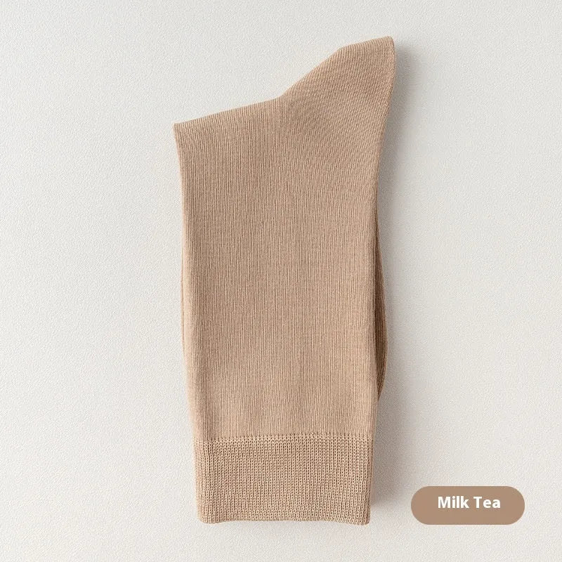 Men's pure cotton mid-calf business socks in solid colours with sweat absorption and deodorant function