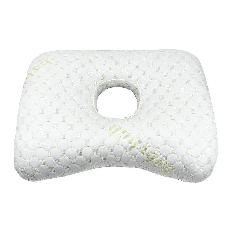 Beauty salon single hole ear pillow in New Chinese style, showing centre cut-out.
