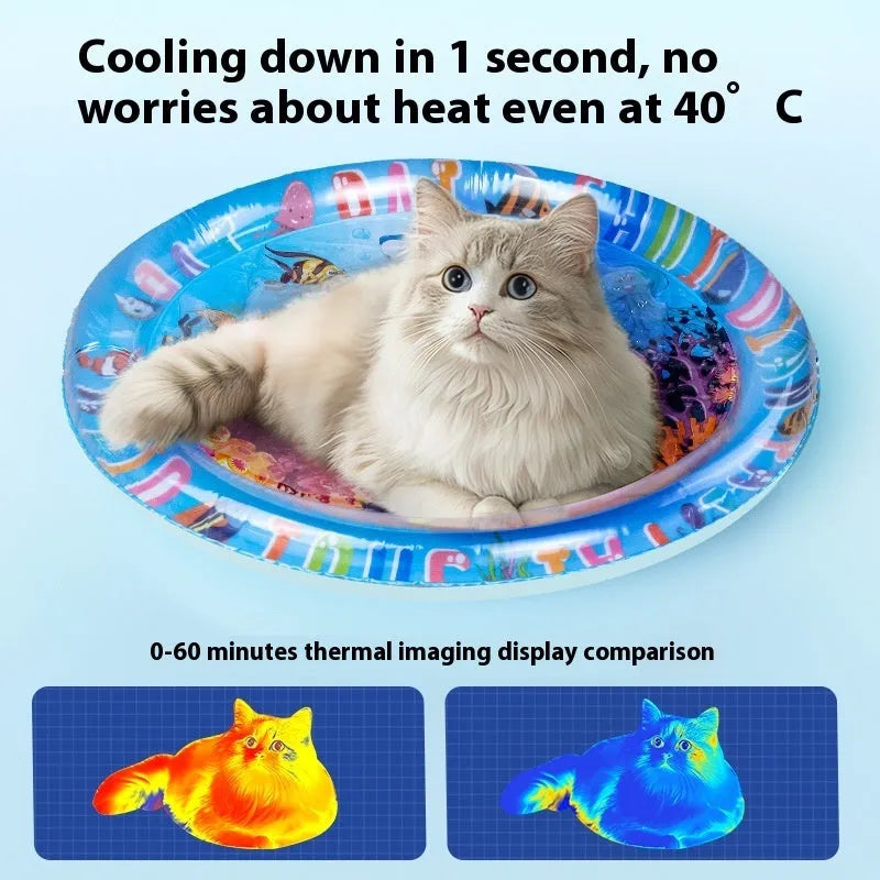 PVC inflatable water cooling bed for pets in dolphin and shark designs