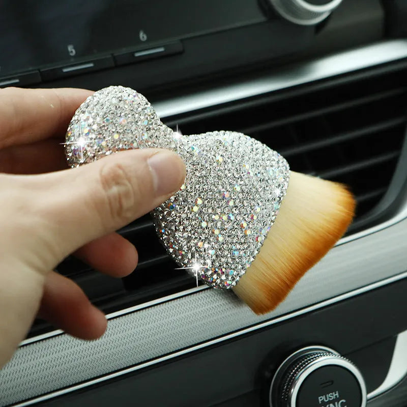 Car interior cleaning brush with soft PVC bristles, 10cm length, for dust removal from vents and dashboards