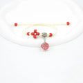 Hand-woven glass bracelet with large 1.4cm beads containing dried real flowers, shown in multiple colour options.