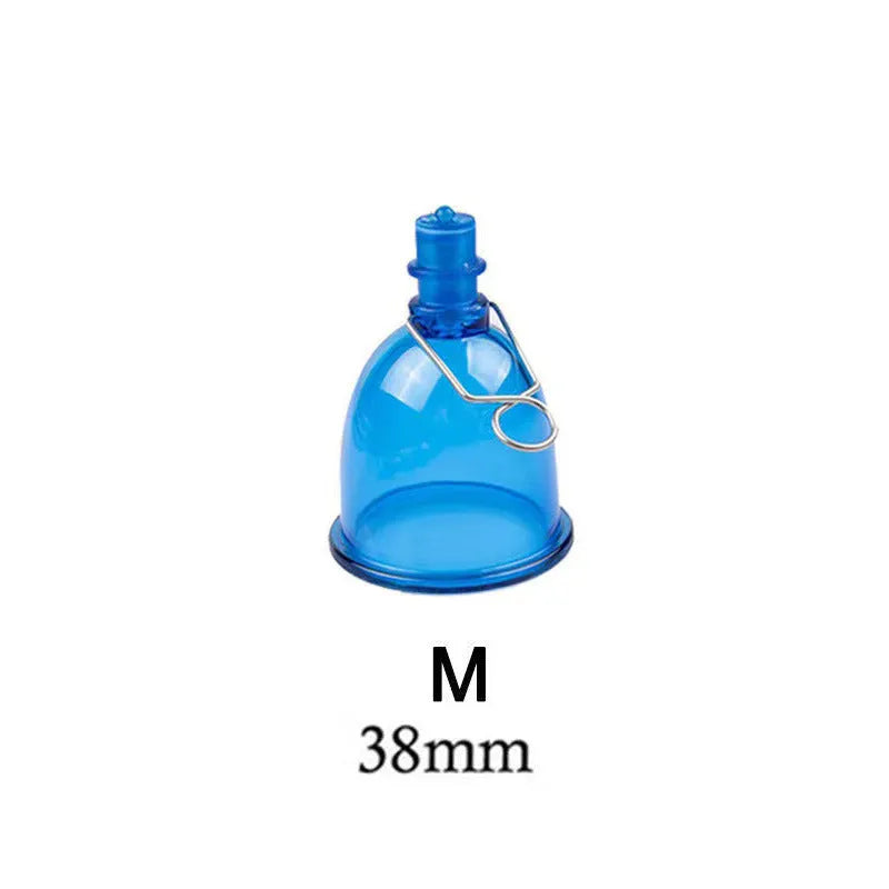 Blue silicone men's physical stretch exerciser in small, medium, and large cup sizes