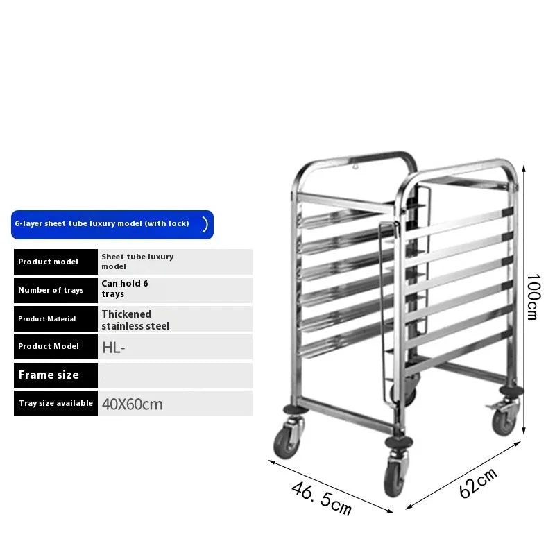 Stainless steel 6-layer cake bread tray rack with lock feature